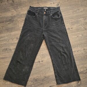 DL1961 Hepburn Wide Leg High Rise Vintage Jeans Lark Black 100% Cotton 28